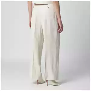 P.A.R.O.S.H. Sand-colored linen-blend trousers
