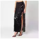 P.A.R.O.S.H. Brown sequinned skirt with slit