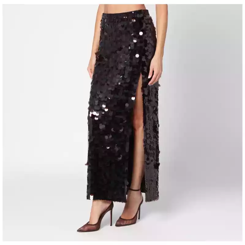 P.A.R.O.S.H. Brown sequinned skirt with slit