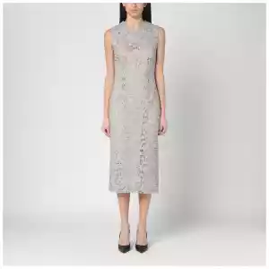 P.A.R.O.S.H. Light grey lace midi dress