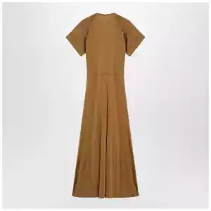 LEMAIRE Cinnamon-brown zip-up dress in cotton-viscose jersey