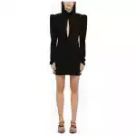 Alessandra Rich Black draped silk minidress