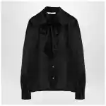 Alessandra Rich Black silk shirt with bow