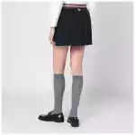 Thom Browne Black ruffled mini skirt in wool blend
