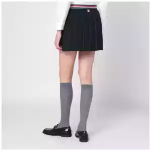 Thom Browne Black ruffled mini skirt in wool blend