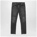 Balmain Grey washed slim biker jeans