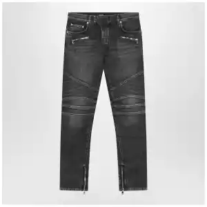 Balmain Grey washed slim biker jeans