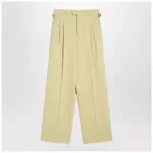 Ami Paris Wide lime-coloured wool trousers