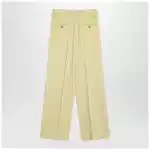 Ami Paris Wide lime-coloured wool trousers