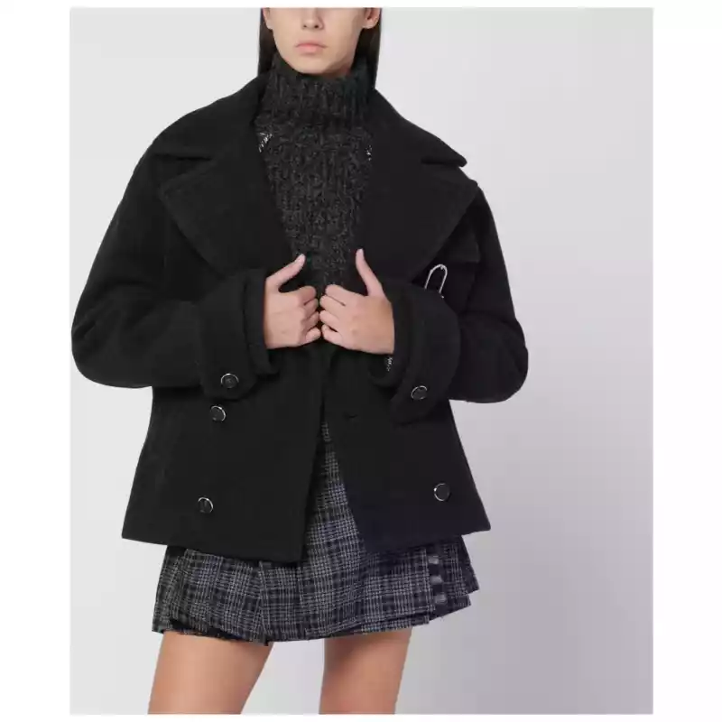 Durazzi Milano Dark grey mélange wool coat