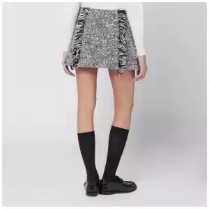 Durazzi Milano Black/white patterned wool-blend mini skirt