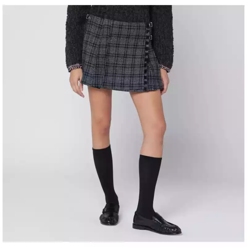 Durazzi Milano Black/white check kilt mini skirt