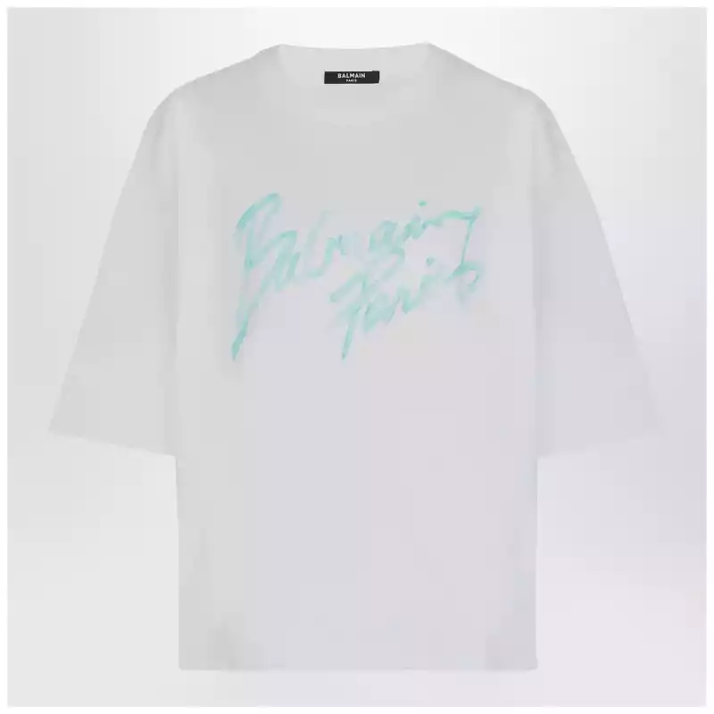 Balmain Oversized white T-shirt with logo print