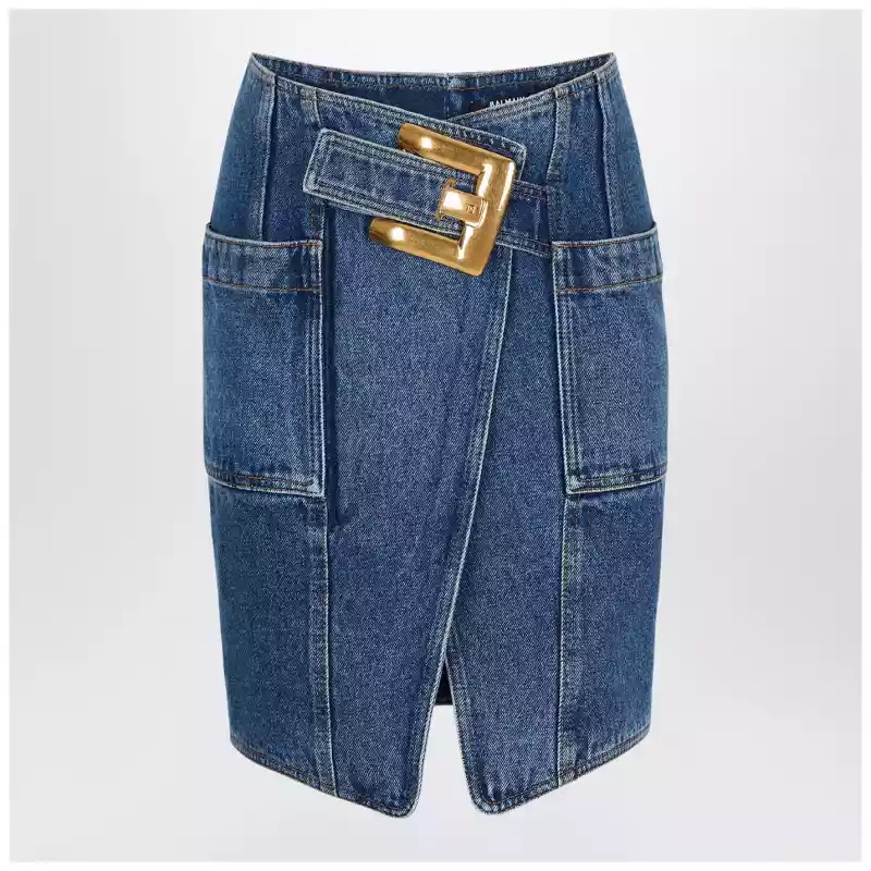 Balmain Denim skirt with belt