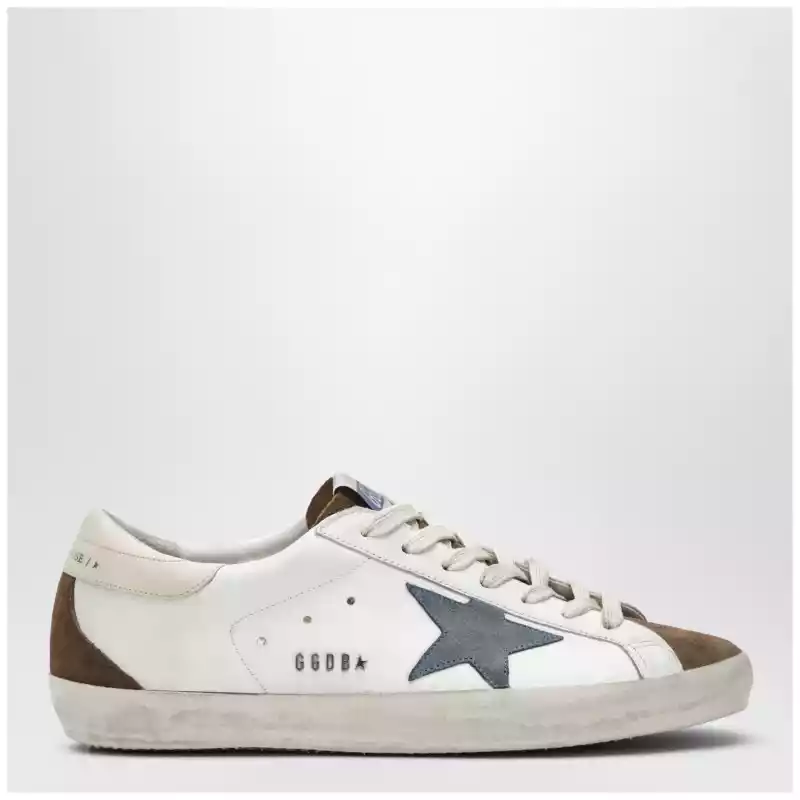 Golden Goose Super-Star sneakers in white/brown/denim blue/cream