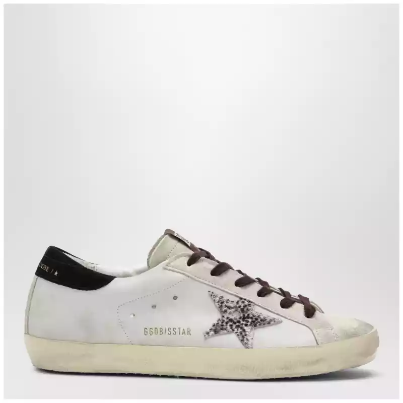 Golden Goose Super-Star sneakers in white with animal-print star