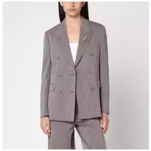 Golden Goose Light brown double-breasted jacket in chevron wool blend