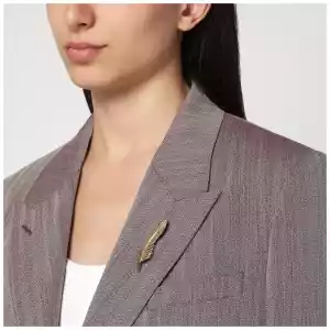 Golden Goose Light brown double-breasted jacket in chevron wool blend