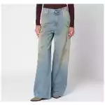 Golden Goose Wide light blue jeans, sand-wash distressed effect