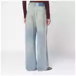 Golden Goose Wide light blue jeans, sand-wash distressed effect