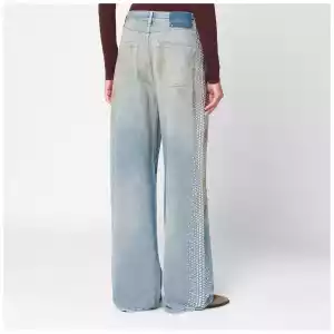 Golden Goose Wide light blue jeans, sand-wash distressed effect