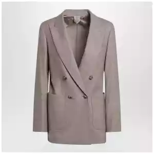 Max Mara Double-breasted cashmere jacket in dove color