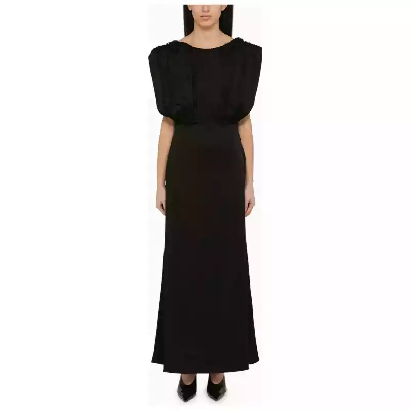 Jil Sander Long dress with black ruffles
