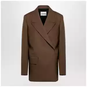 Jil Sander Brown wool double-breasted jacket