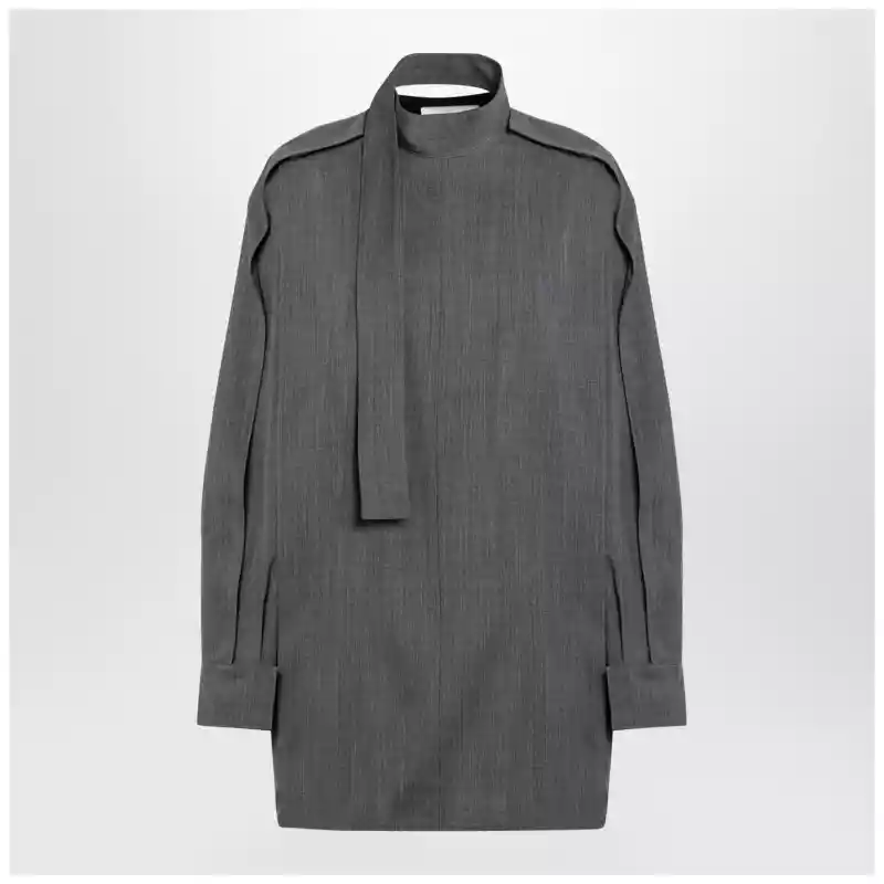 Jil Sander Grey wool shirt with scarf