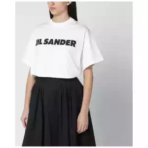 Jil Sander White wide t-shirt with logo