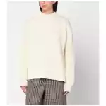 Jil Sander White ribbed crewneck sweater