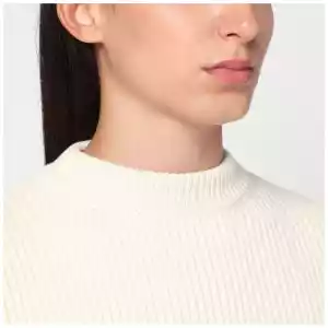 Jil Sander White ribbed crewneck sweater
