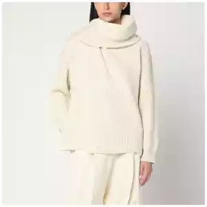 Jil Sander Ivory sweater in wool with scarf