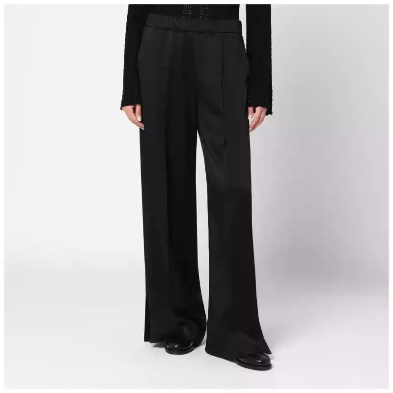 Jil Sander Black satin palazzo pants