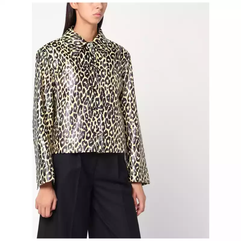 Jil Sander Leopard print jacket in coated fabric