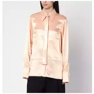 Jil Sander Shirt with pink tie in shiny viscose blend