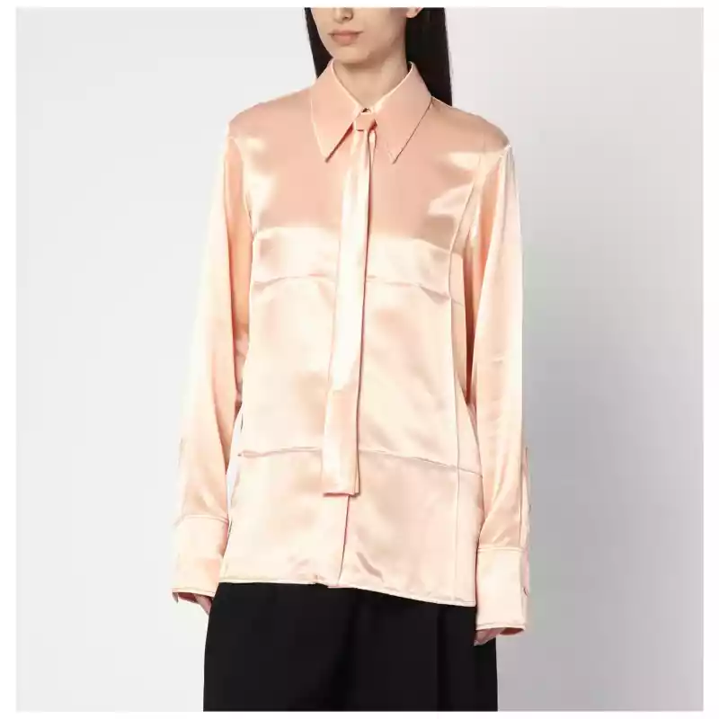 Jil Sander Shirt with pink tie in shiny viscose blend