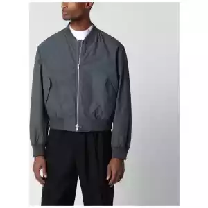 Jil Sander Grey cotton zip-up bomber jacket