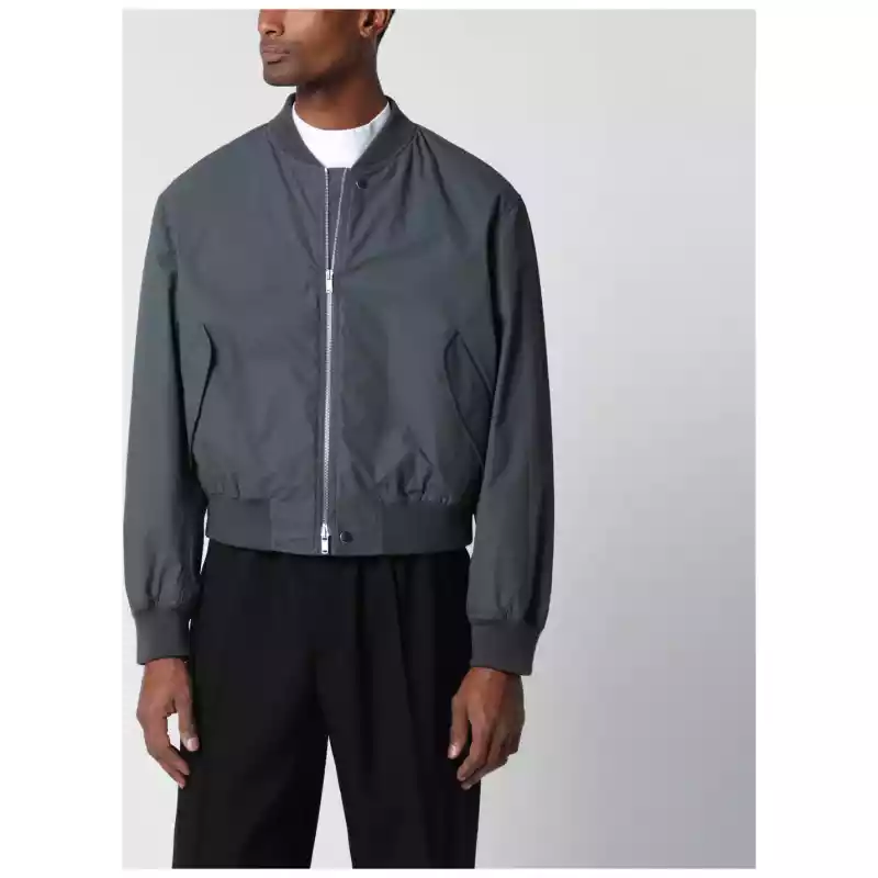 Jil Sander Grey cotton zip-up bomber jacket