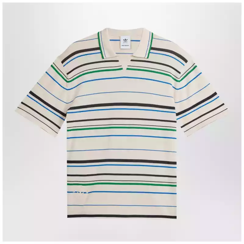 adidas by Wales Bonner White striped polo shirt in cotton blend