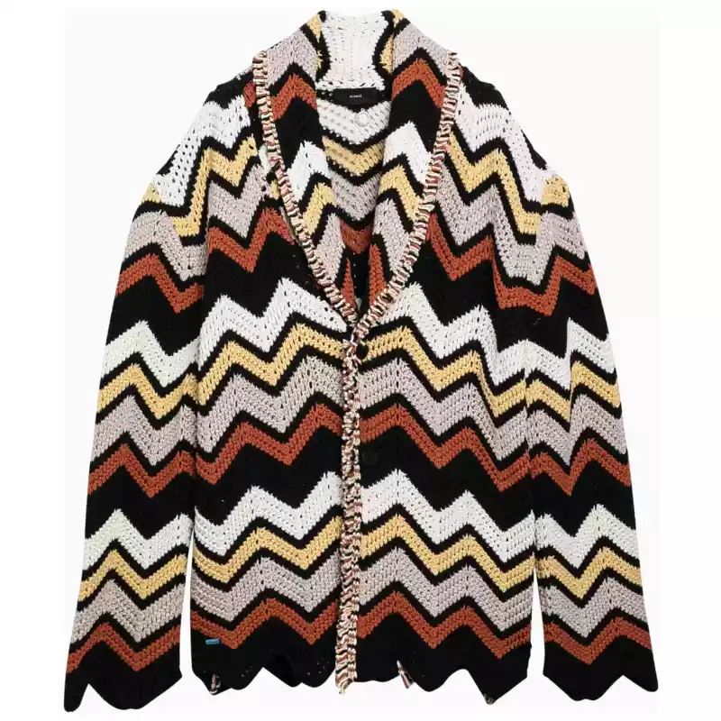 Alanui Cardigan in crochet zig zag multicolore