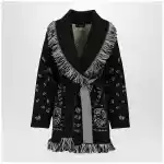 Alanui Black Bandana jacquard cardigan