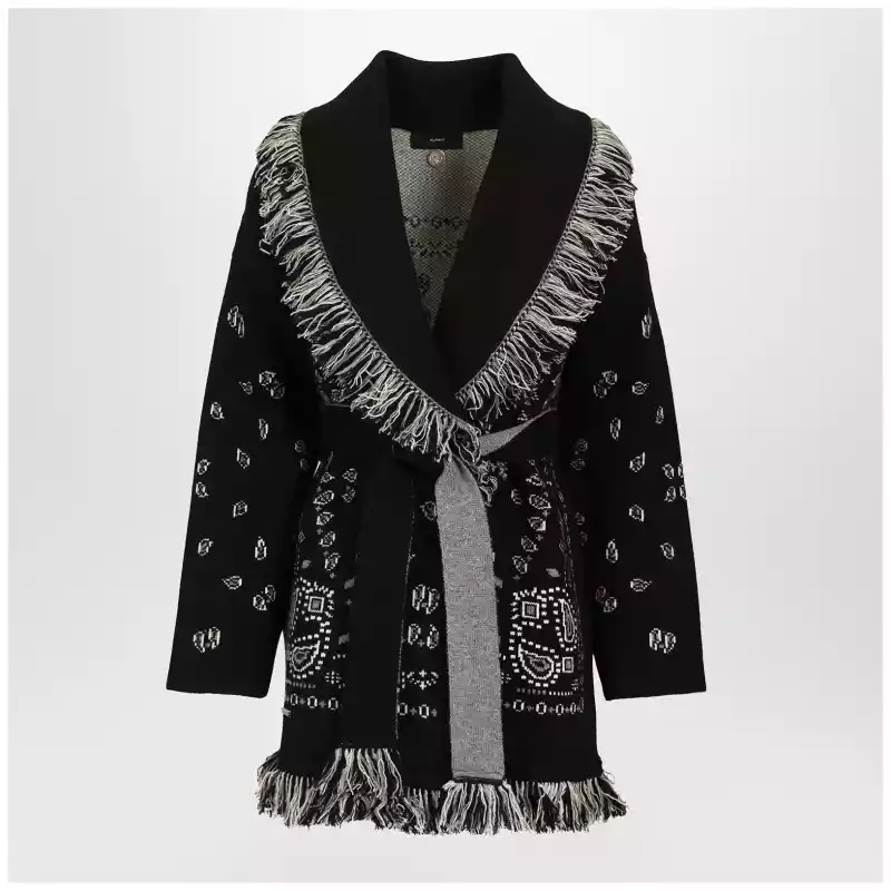 Alanui Black Bandana jacquard cardigan