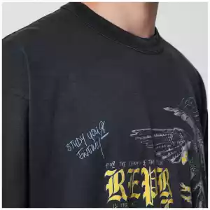 Represent Black faded T-shirt with Eagle logo print