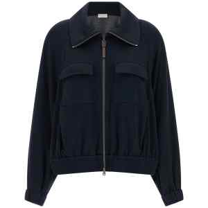 Brunello Cucinelli Shiny Zipper Pull Sweatshirt