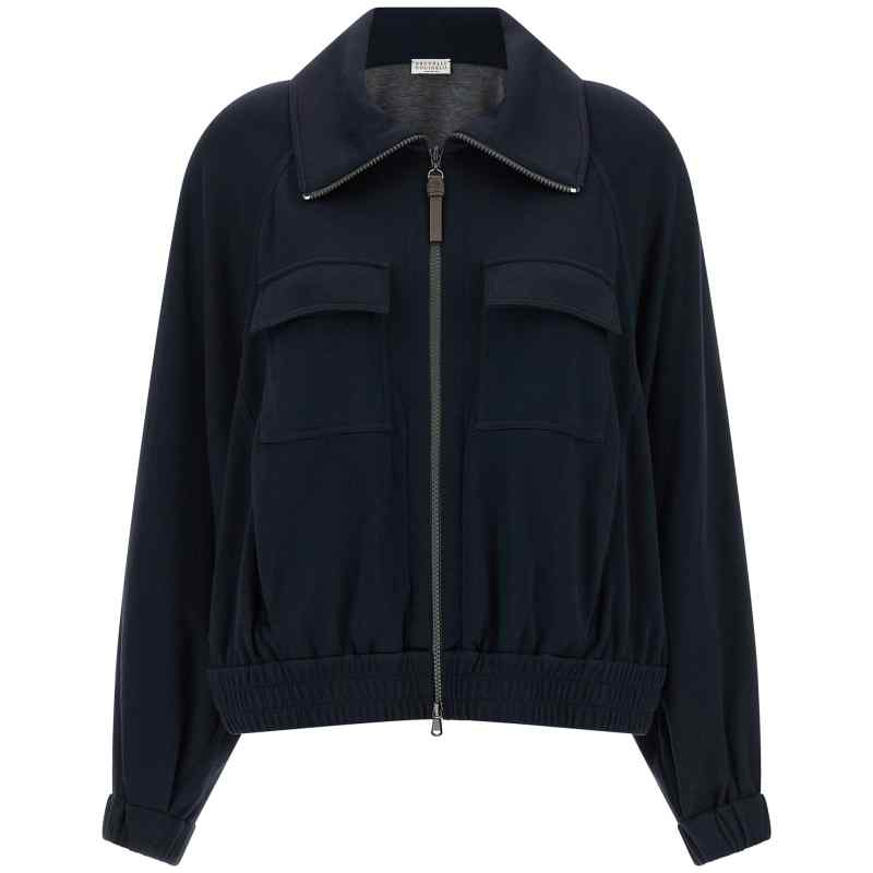 Brunello Cucinelli Shiny Zipper Pull Sweatshirt