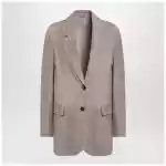 Brunello Cucinelli Light brown suede single-breasted blazer
