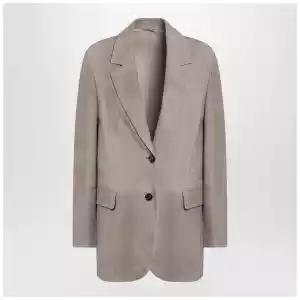 Brunello Cucinelli Light brown suede single-breasted blazer