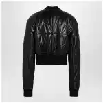 Moncler + Rick Owens Black leather zip-up bomber jacket