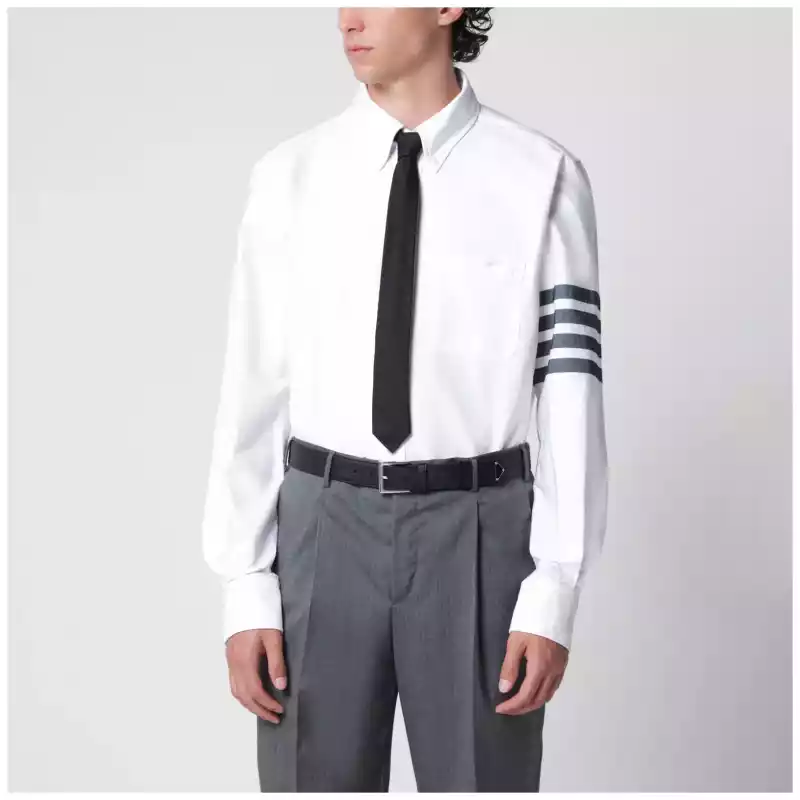 MWL272AF1211_T_THOMB-104.a Thom Browne White cotton button-down shirt